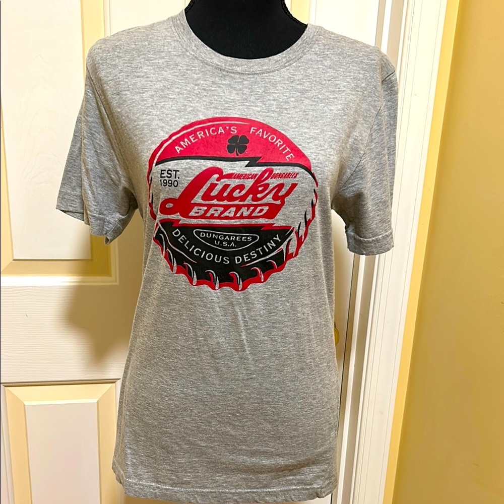 Lucky Brand Gray and Red Short Sleeve Tee